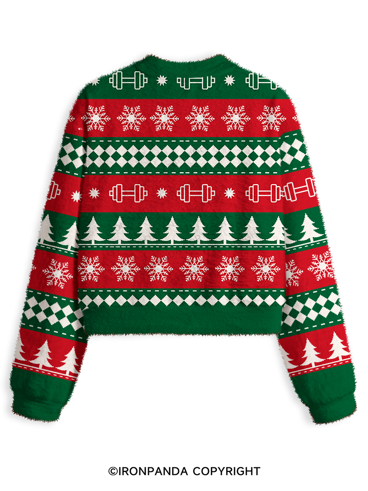 Christmas Elf Fitness Fuzzy Fleece Crop Sweater