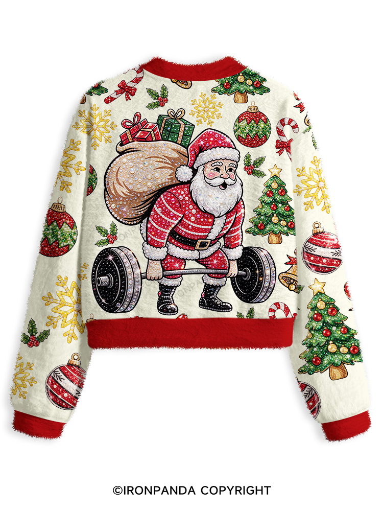 FITNESS SANTA'S CHRISTMAS SEASON Fuzzy Fleece Crop Sweater
