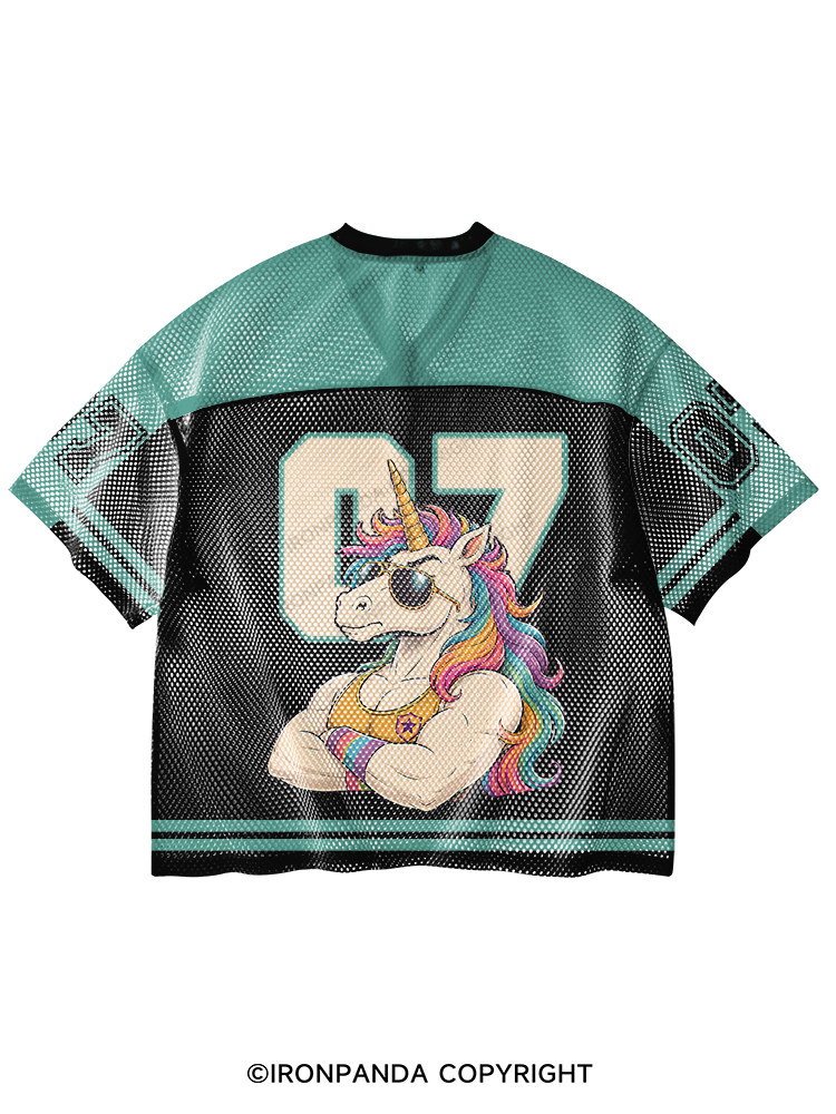 Alpha Male Unicorn V-Neck Open Hole Mesh Top