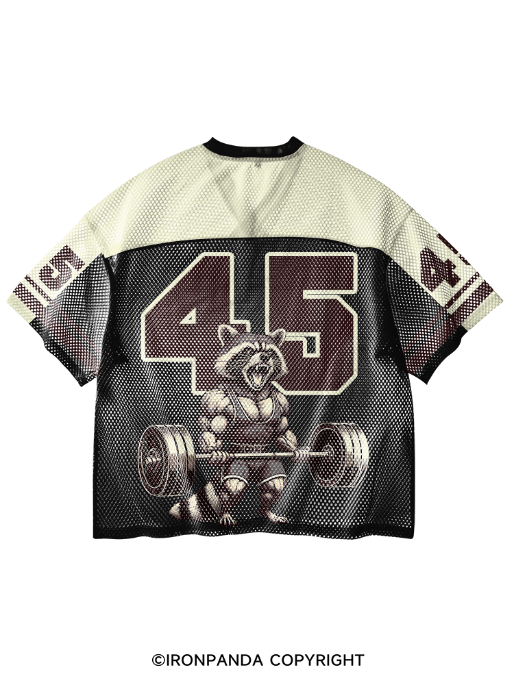 eat trash lift heavy raccoon V-Neck Open Hole Mesh Top