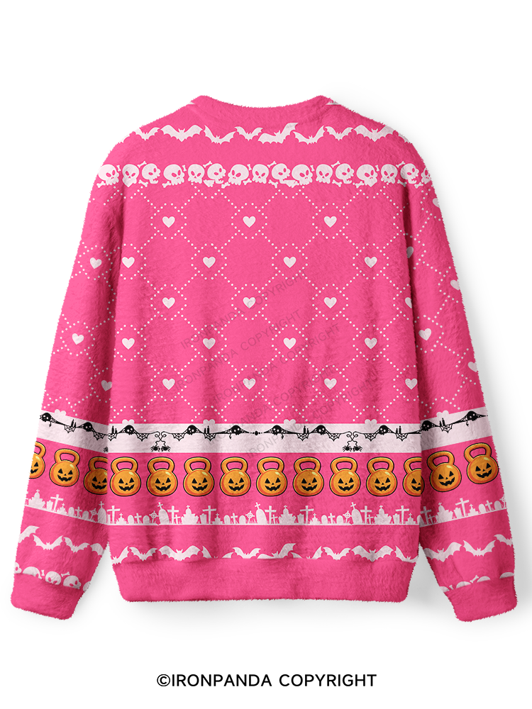 WEIGHTLIFTING SPOOKY FUNNY GYM Ugly Fuzzy Fleece Sweater