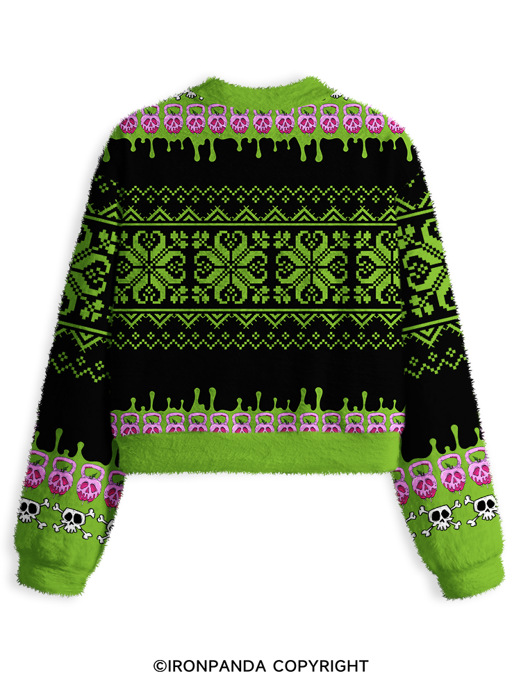 Apple kettlebell Fuzzy Fleece Crop Sweater