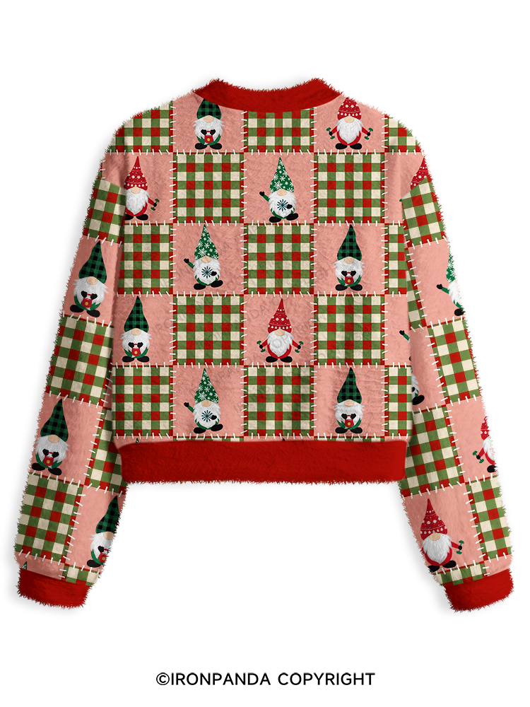Christmas Elf GYM  Fuzzy Fleece Crop Sweater