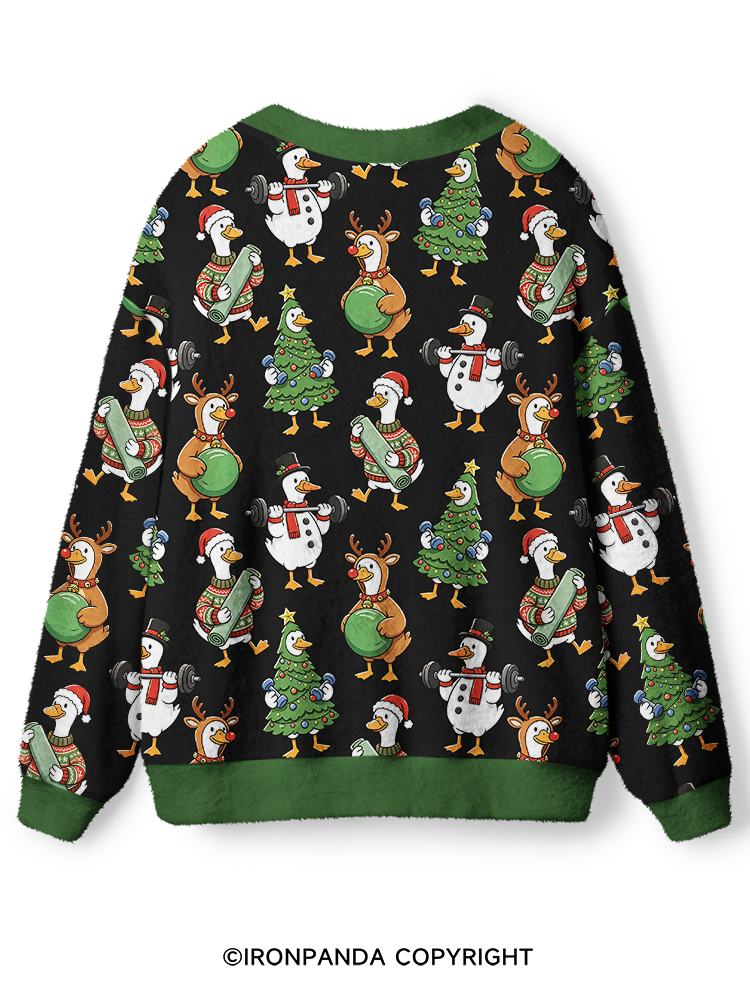 Christmas Fitness Goose Ugly Cardigan Sweater