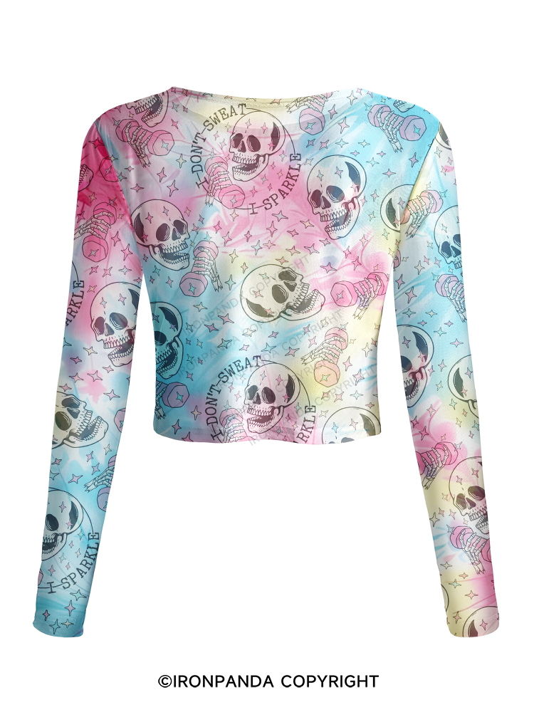 SKELETON GYM SPARKLE VIBES Mesh Long Sleeve Top