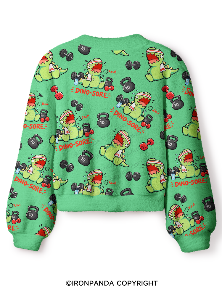 DINO-SORE GYM Crop Ugly Cardigan Sweater