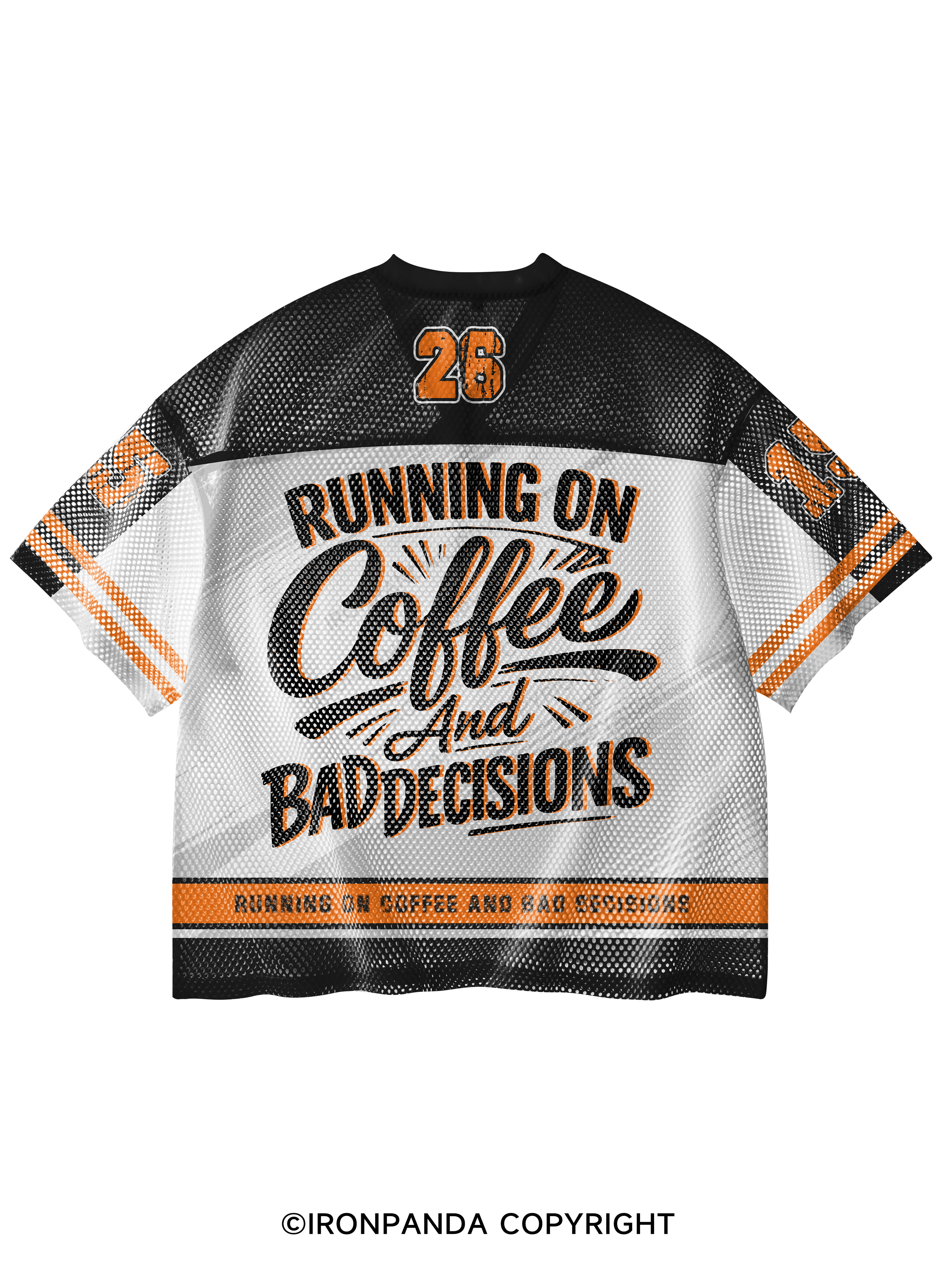 Running On Coffee And Bad Decisions V-Neck Open Hole Mesh Top
