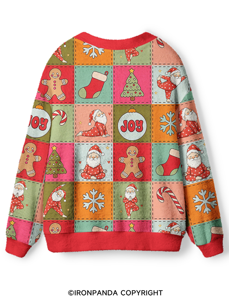 SANTA YOGA CHRISTMAS Ugly Cardigan Sweater
