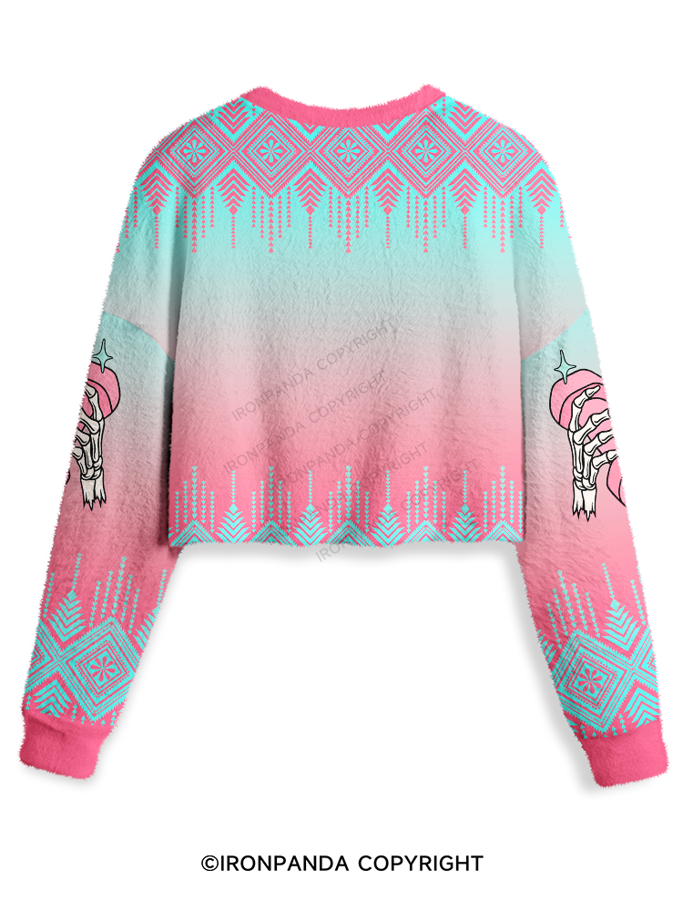 I DON'T SWEAT I SPARKLE GYM Skull Crop Ugly Sweater