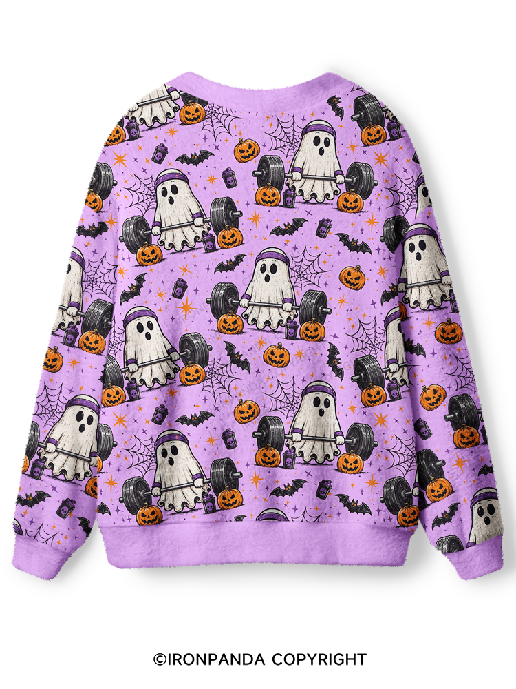 Cute Spooky Barbell Workout Ugly Cardigan Sweater