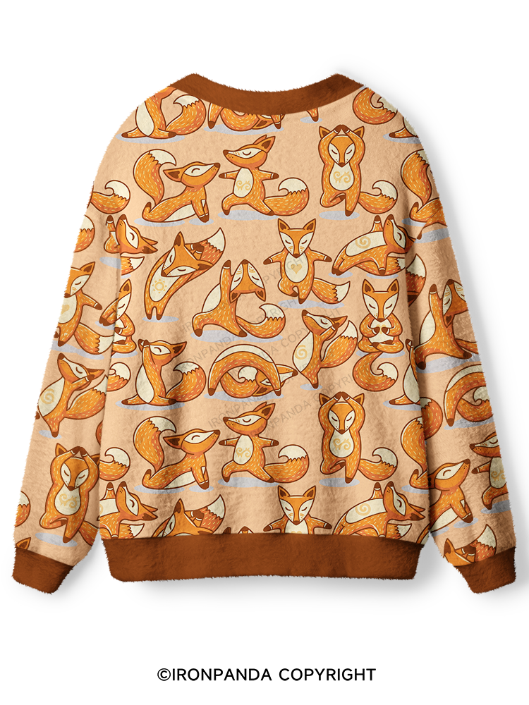 FOREST SPIRIT FOX STRETCH TIME Ugly Cardigan Sweater