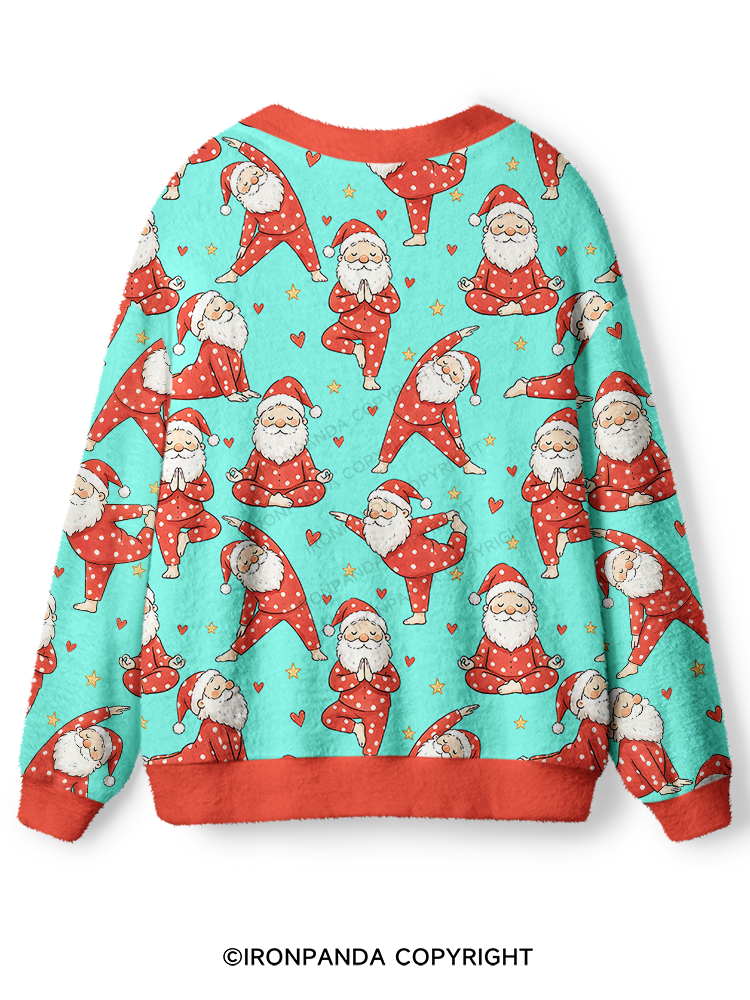 Funny Santa Yoga Ugly Cardigan Sweater