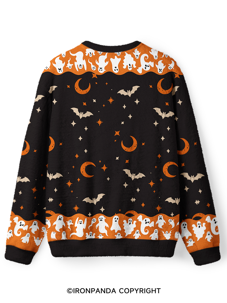 WITCHES WHO LIFT GHOST HALLOWEEN GYM Ugly Fuzzy Fleece Sweater