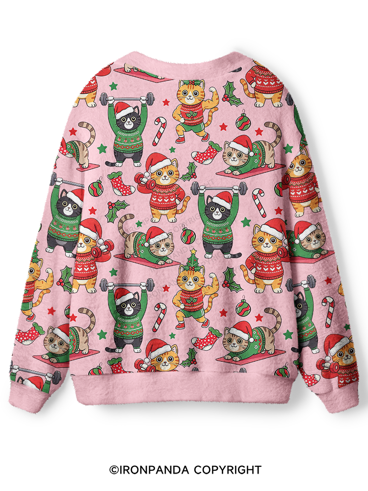 CHRISTMAS FITNESS CATS Ugly Cardigan Sweater