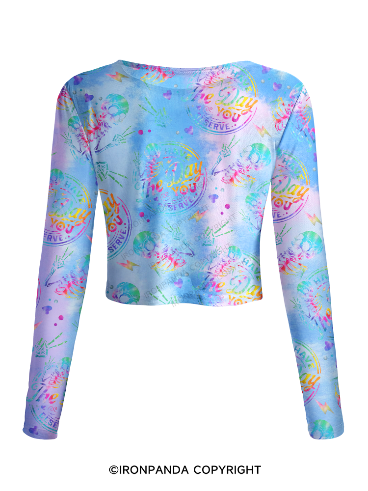 HAVE THE DAY YOU DESERVE SKULL Mesh Long Sleeve Top