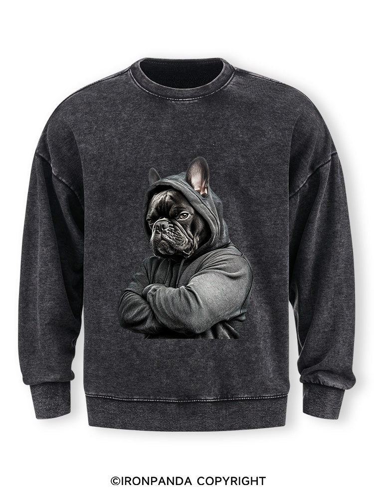 Muscular French bulldog Washed Sweatshirt