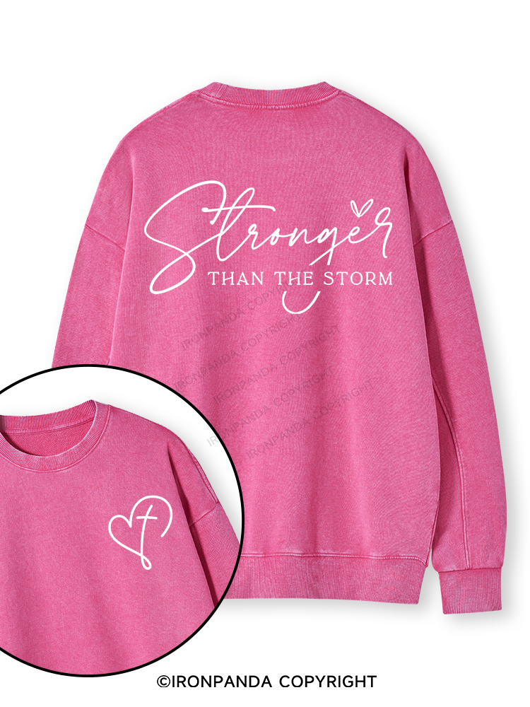 Stronger Than The Storm Double-Sided Printed Washed Sweatshirt