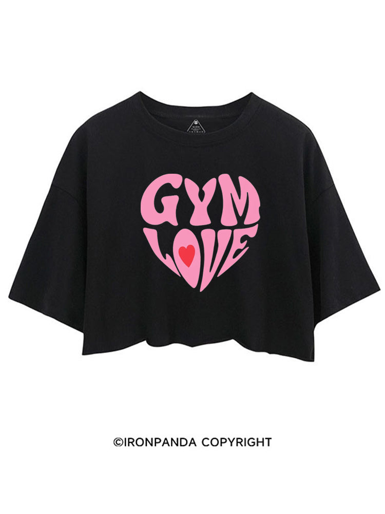 GYM LOVE STRONG PINK VIBES CROP TOPS