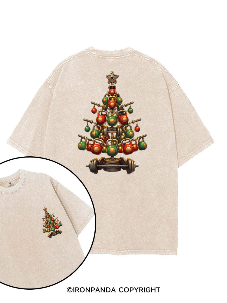GYM LIFTMAS WORKOUT KETTLEBELL CHRISTMAS TREE printed Gym Shirt