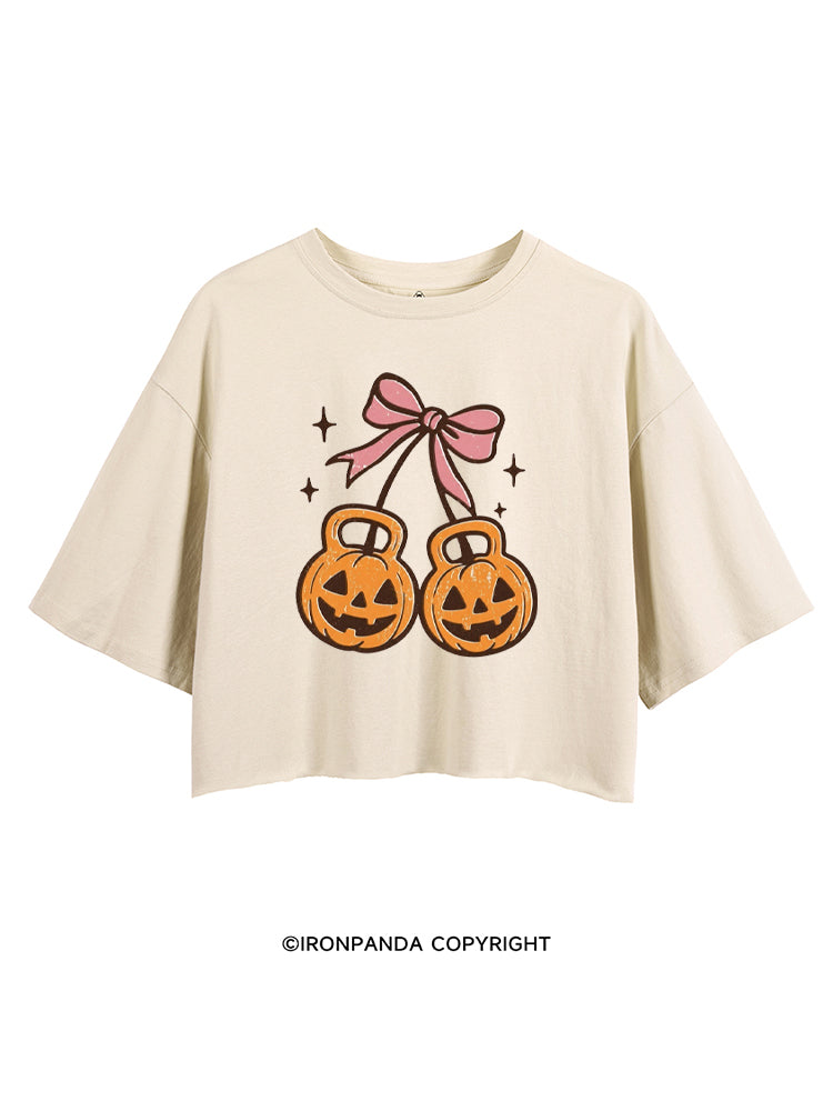 CHERRY PUMPKIN KETTLEBELL HALLOWEEN CROP TOPS