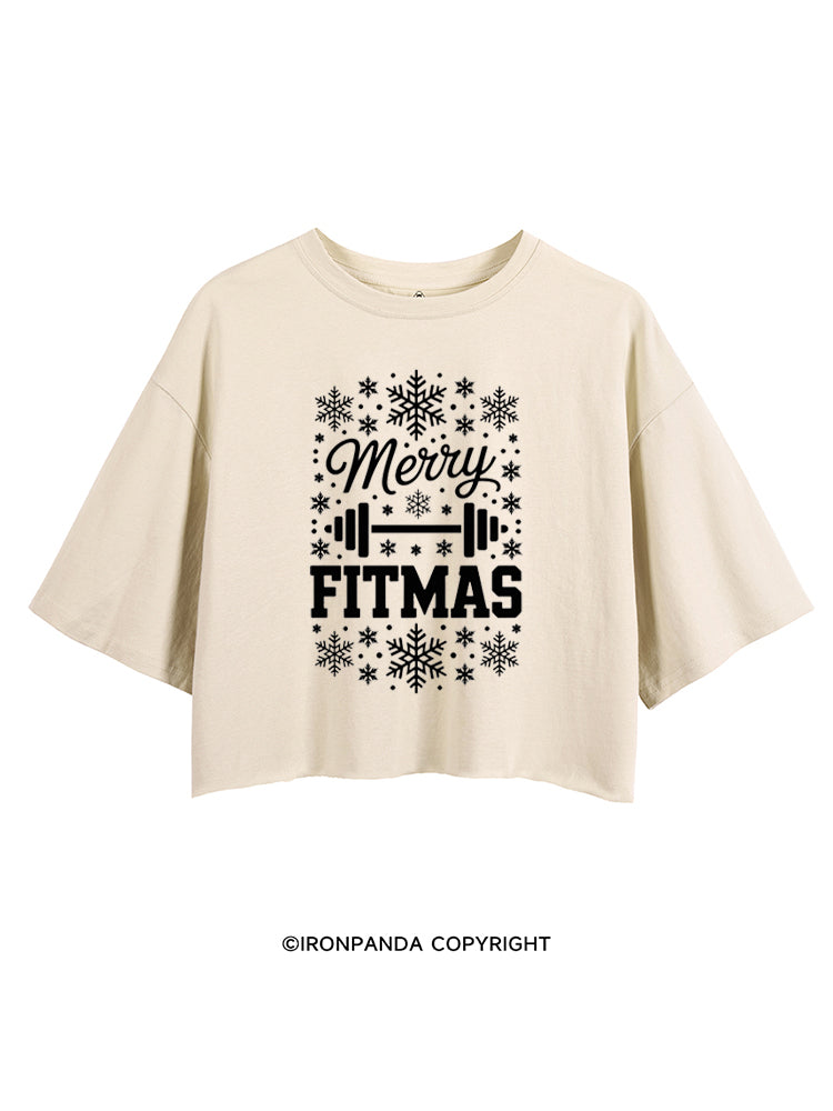 MERRY FITMAS MERRY CHRISTMAS CROP TOPS