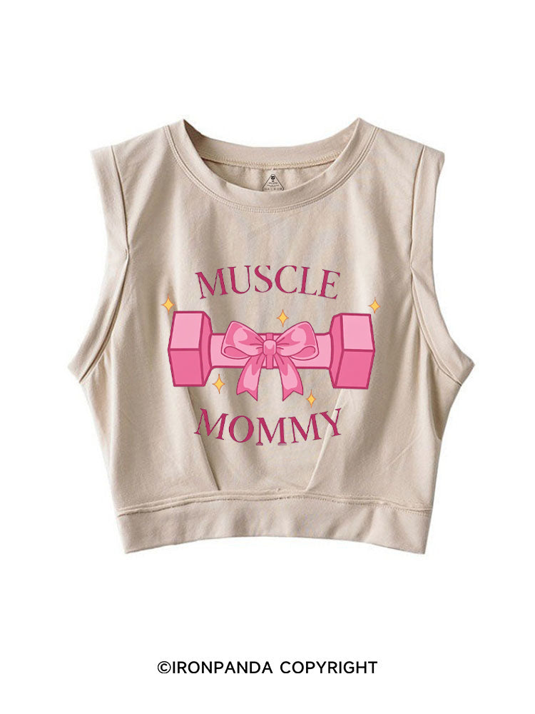 MUSCLE MOM GYM PINK VIBES SLEEVELESS CROP TOPS