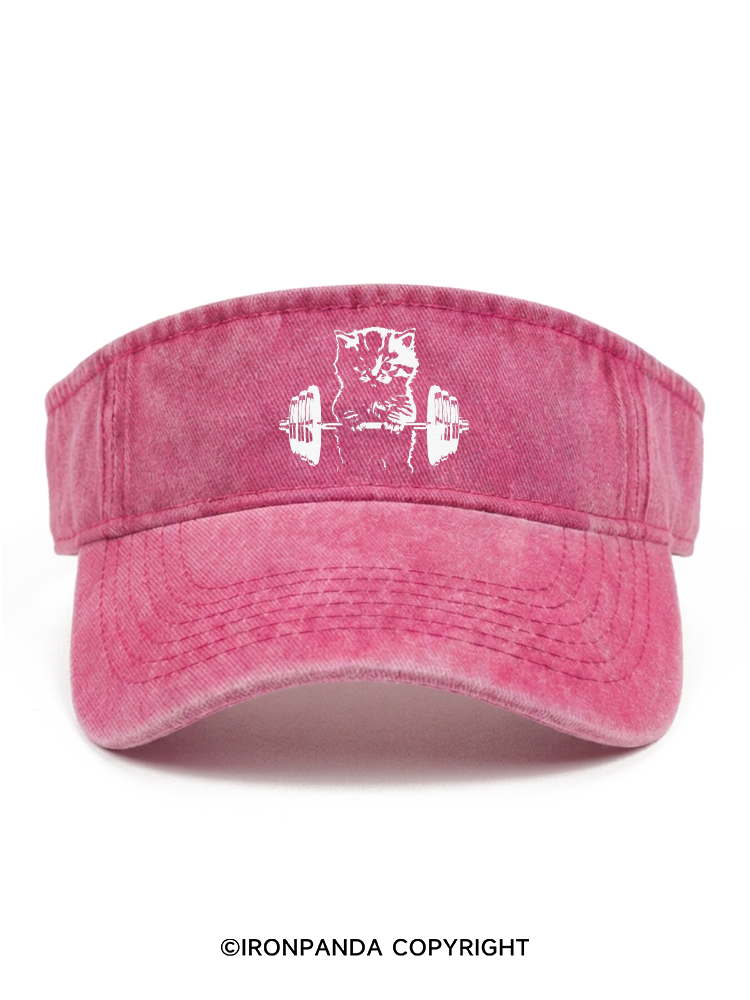 Weightlifting Cat Washed Sport Visor