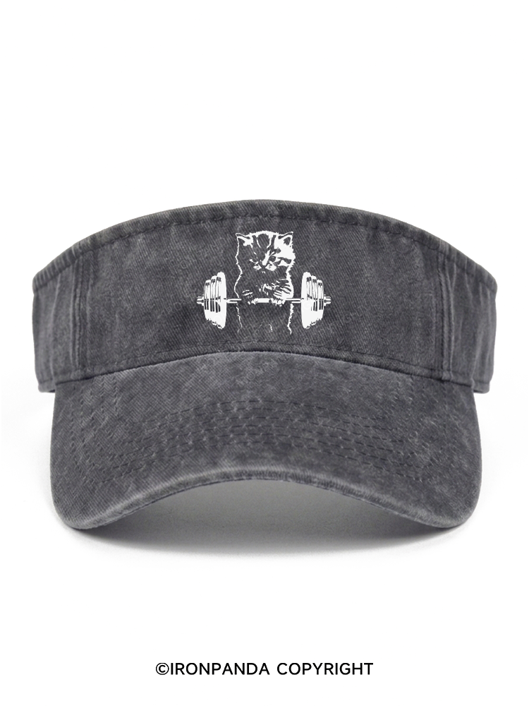 Weightlifting Cat Washed Sport Visor