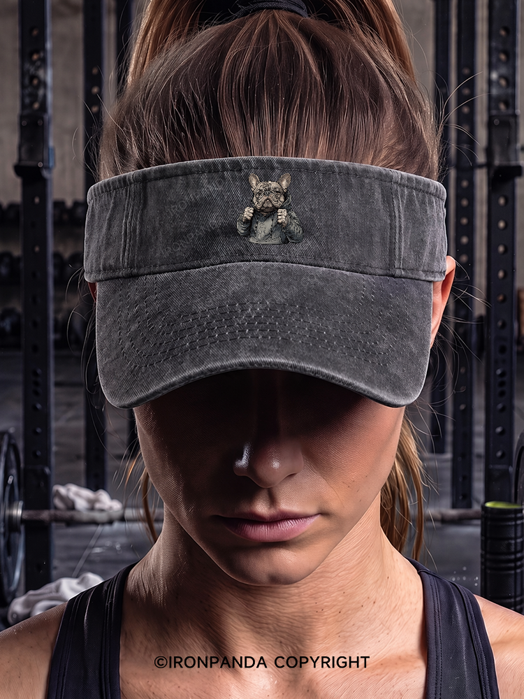 Boxing bulldog Washed Sport Visor