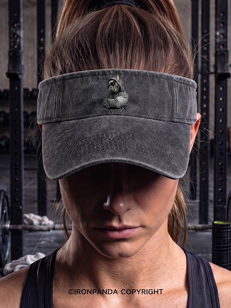 Muscular French bulldog Washed Sport Visor