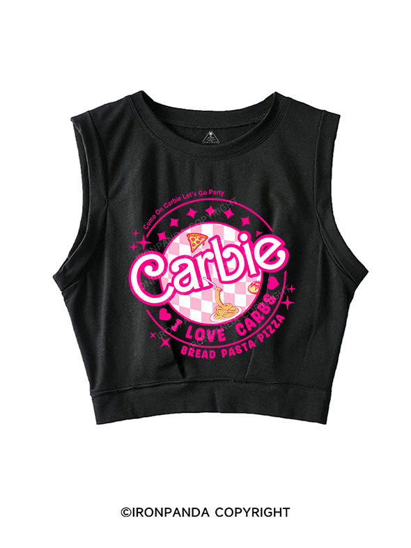 CARBIE I LOVE CARBS BREAD PASTA PIZZA SLEEVELESS CROP TOPS