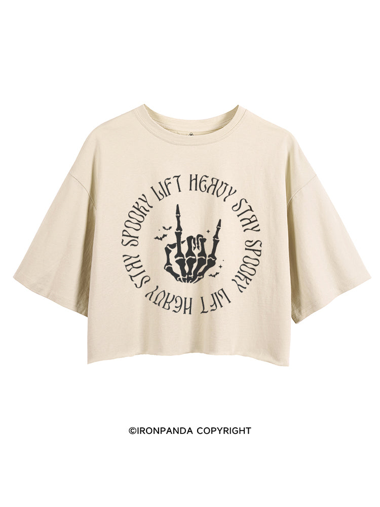 LIFT HEAVY STAY SPOOKY CROP TOPS