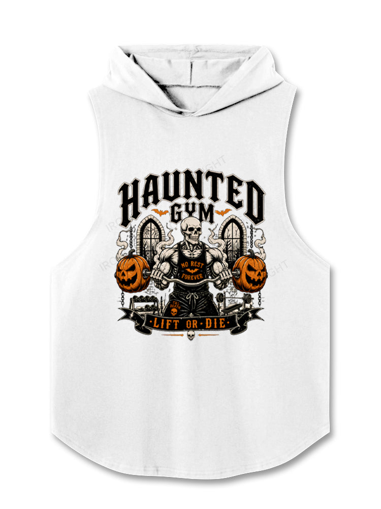 Haunted Gym Halloween Workout Skeleton Pumpkins Hooded Tank