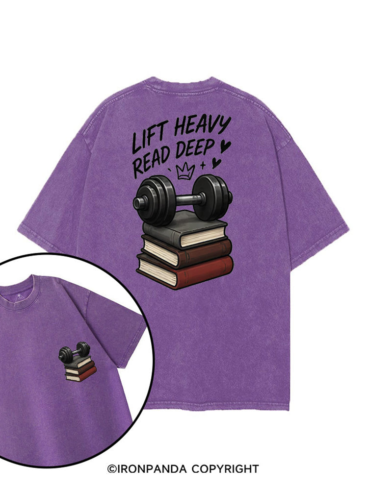 LIFT HEAVY READ DEEP printed Gym Shirt