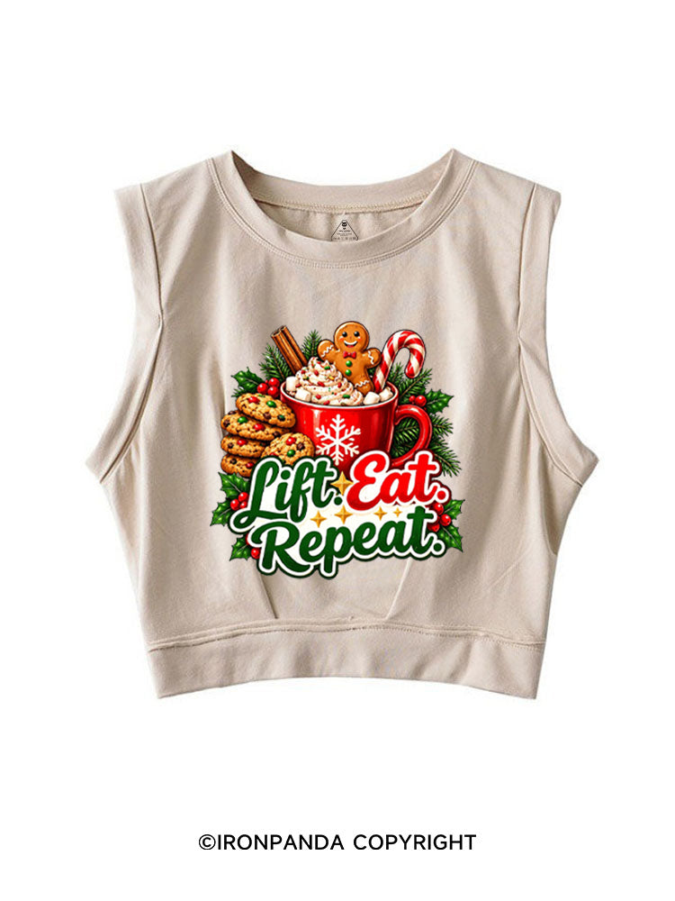 LIFT EAT REPEAT HOT COCOA & COOKIES SLEEVELESS CROP TOPS