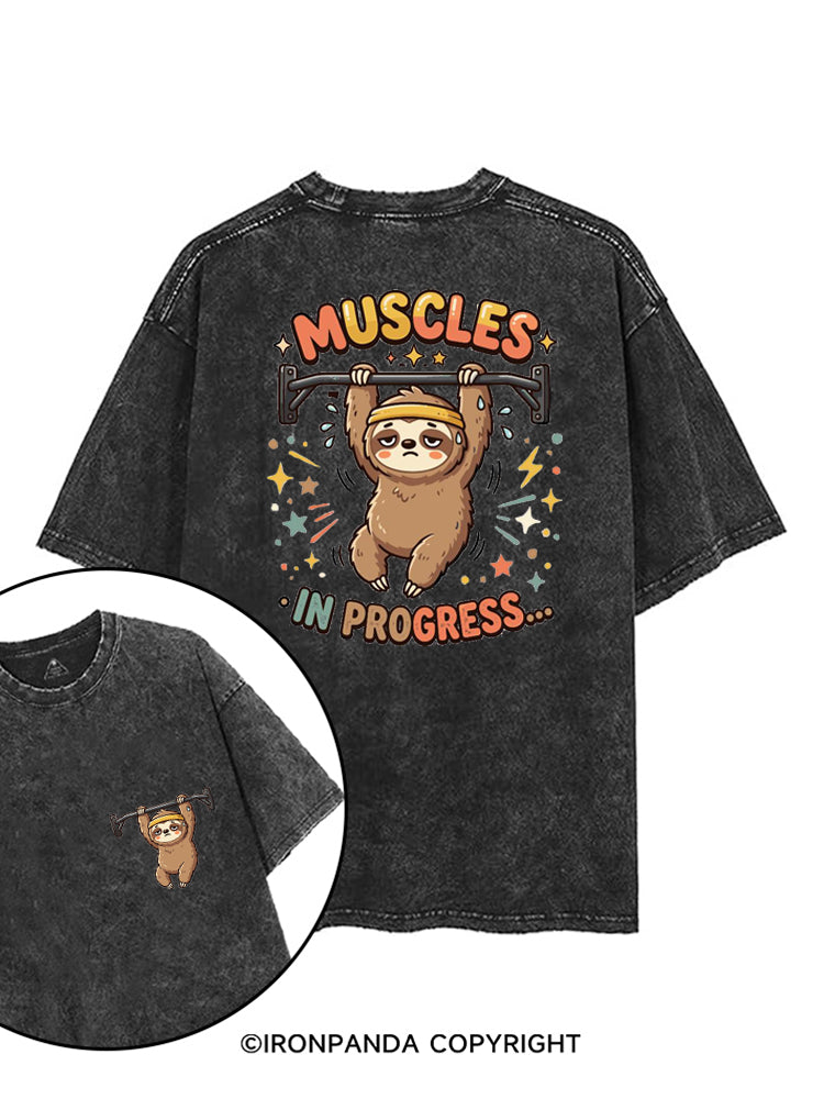 MUSCLES IN PROGRESS FUNNY SLOTH printed Gym Shirt