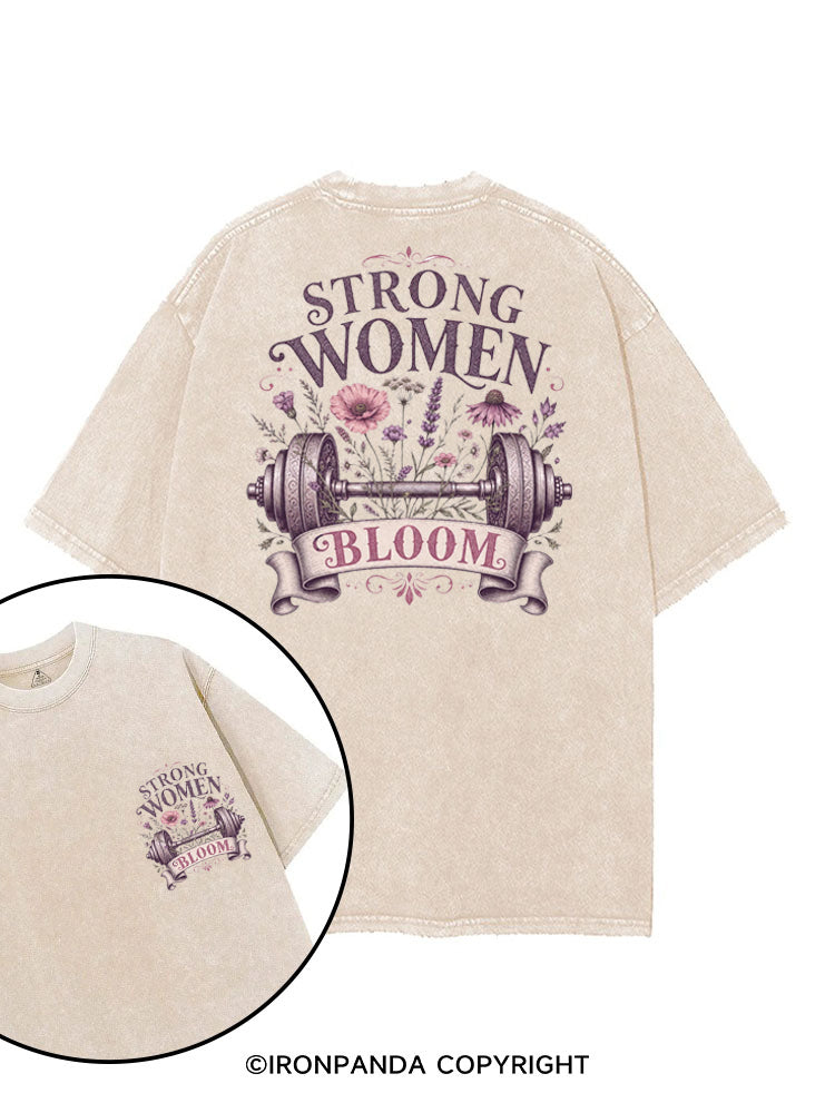 STRONG WOMEN BLOOM printed Gym Shirt