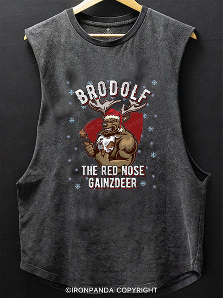 Brodolf red nose gainzdeer Scoop Bottom Cotton Tank