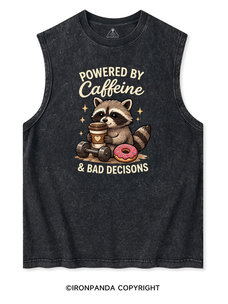 POWERED BY CAFFEINE & BAD DECISIONS RACCOON Washed Tank