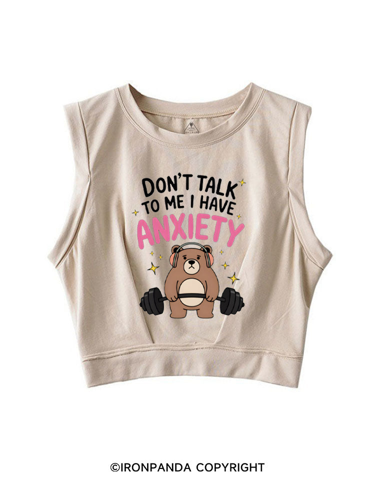 Bear Lifting Weights Anxiety SLEEVELESS CROP TOPS