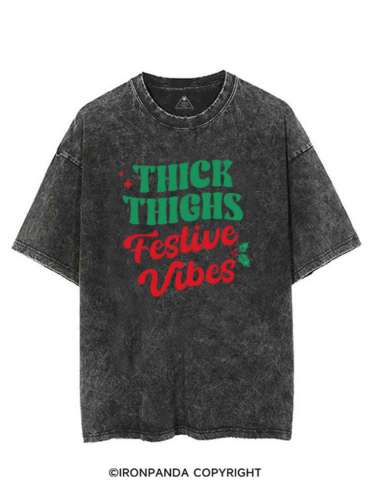 THICK THIGHS FESTIVE VIBES VINTAGE GYM SHIRT