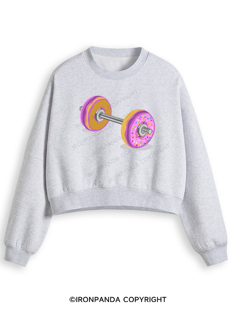 DONUT BARBELL Fleece Crop Sweatshirt