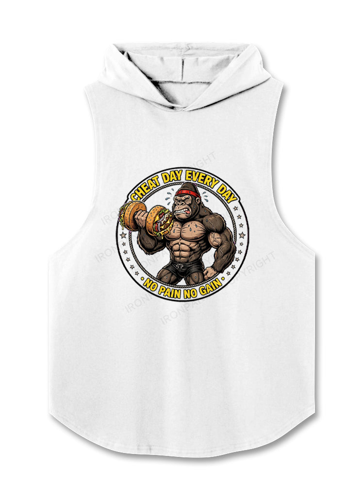 Cheat Day Every Day Gorilla Funny Hooded Tank