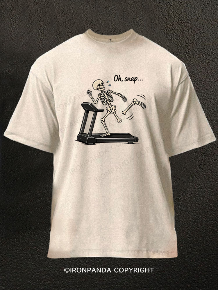 Oh Snap Funny Skeleton Washed Gym Shirt