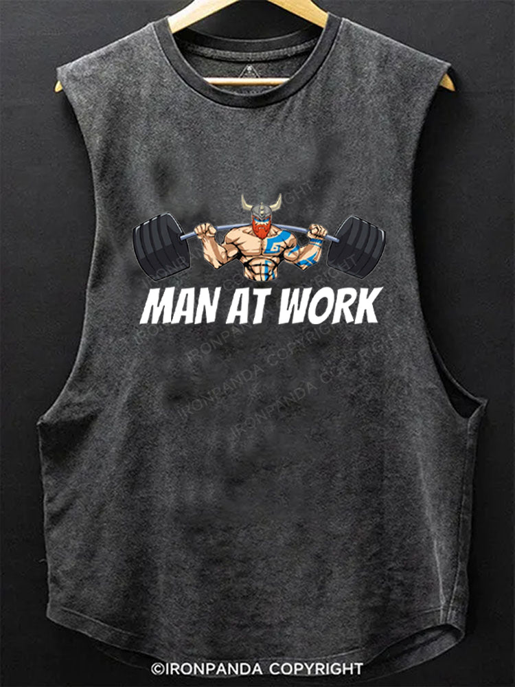 MAN AT WORK Scoop Bottom Cotton Tank