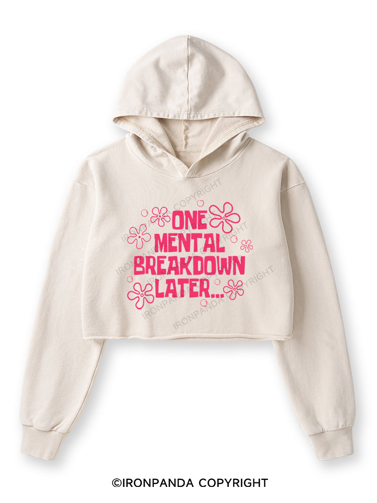 ONE MENTAL BREAKDOWN LATER PINK Washed Crop Hoodie
