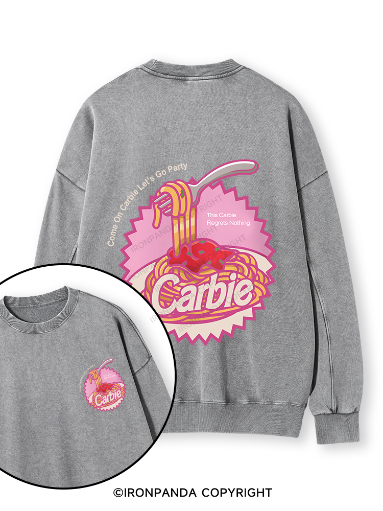 Carbie I Love Carbs Bread Pasta Pizza Double-Sided Printed Washed Sweatshirt