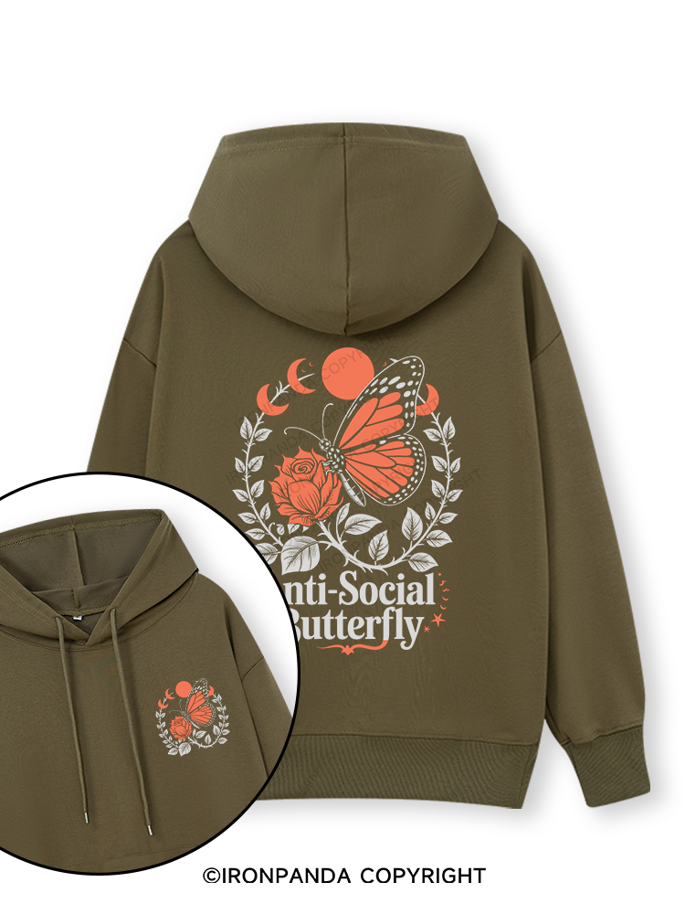 ANTI-SOCIAL BUTTERFLY Double-Sided Printed Classic Gym Hoodie