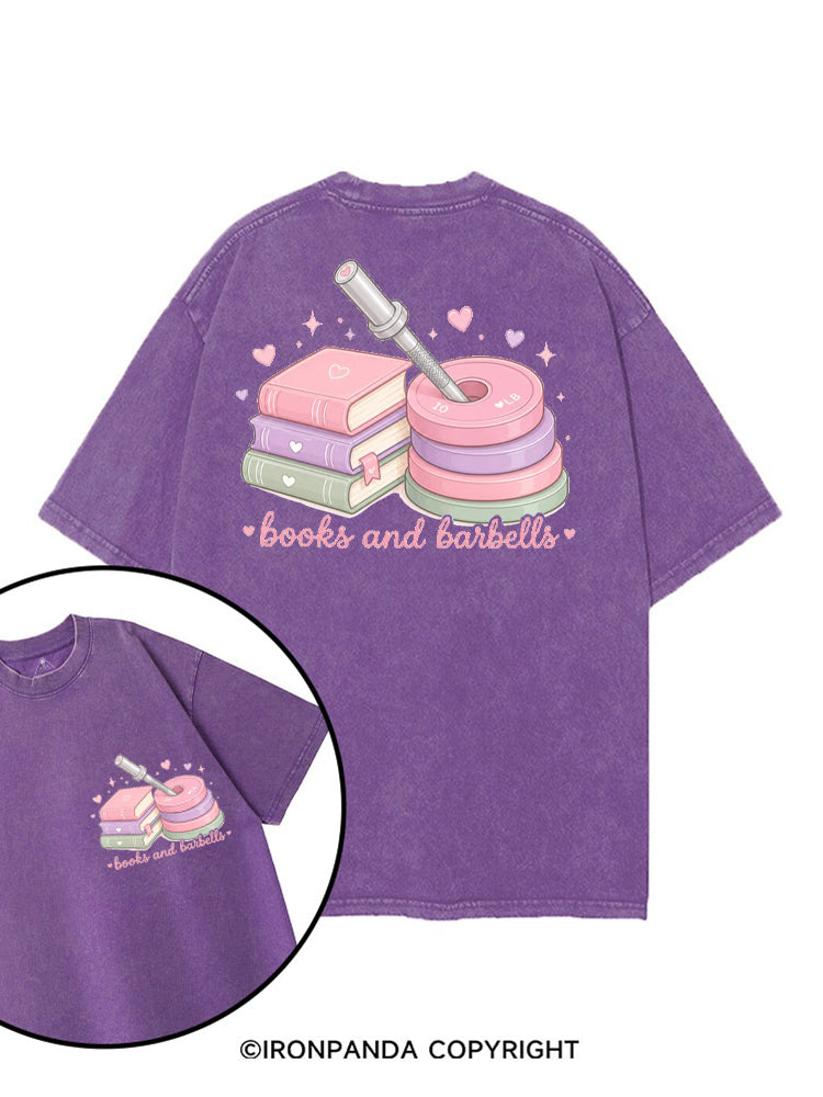 BOOKS AND BARBELLS WORKOUT printed Gym Shirt