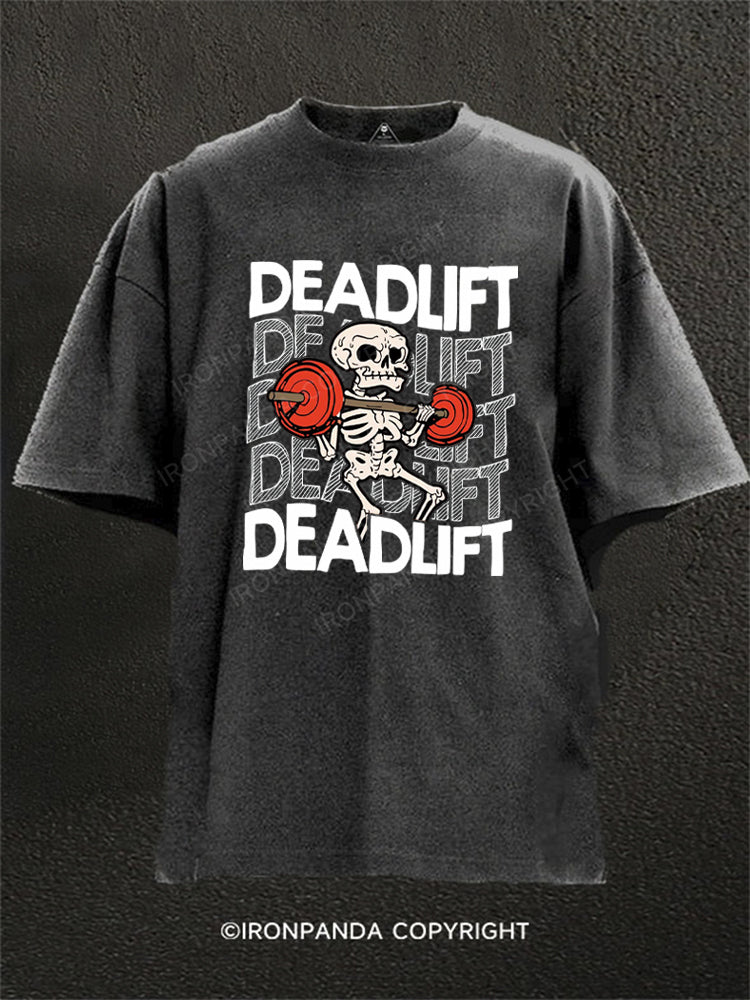 Skeleton Deadlift Funny Halloween Washed Gym Shirt